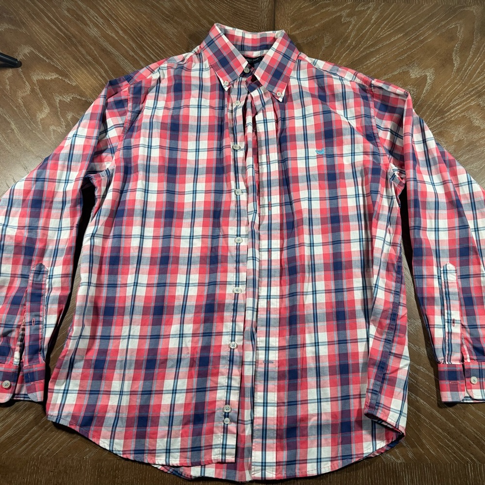 Southern Marsh Plaid Dress Shirt Performance Size Large Long Sleeve Button Down‎